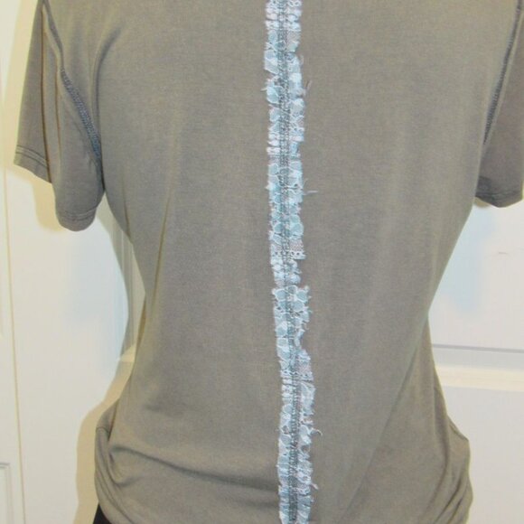 Lace Trim Button Up Short Sleeve Top - Picture 2 of 4